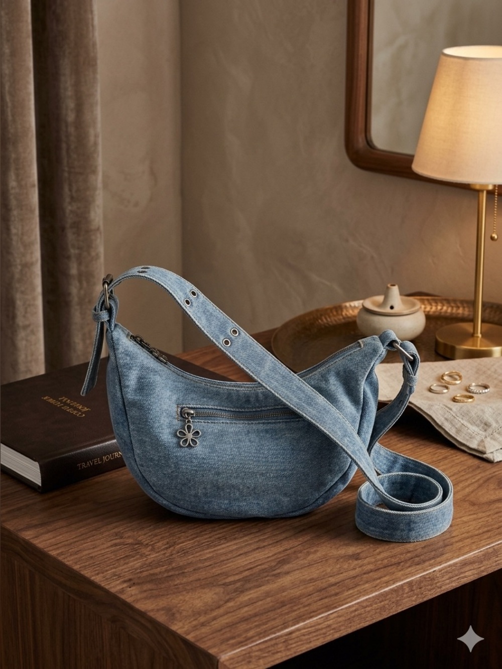 American Eagle Denim Belt Bag - Light Blue